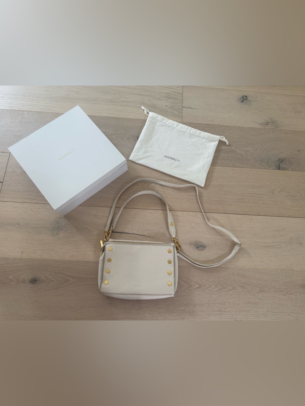 Hammitt Cream Leather Montana Crossbody Clutch (small)